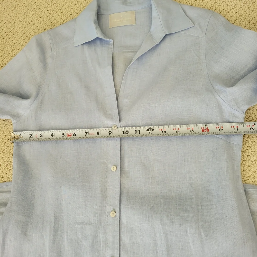 Redondo Frydman Solid Blue Linen Dress - Picture 4 of 11